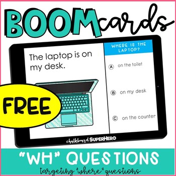 Preview of WH QUESTIONS "where" FREEBIE BOOM CARDS {distance learning}