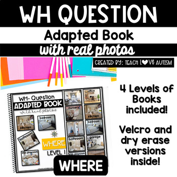 Preview of WH Question Adapted Books WHERE | Rooms in the House