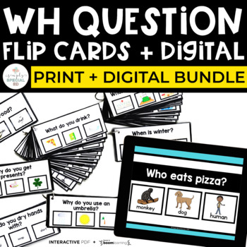 Preview of WH Question Flip Cards + Digital Bundle