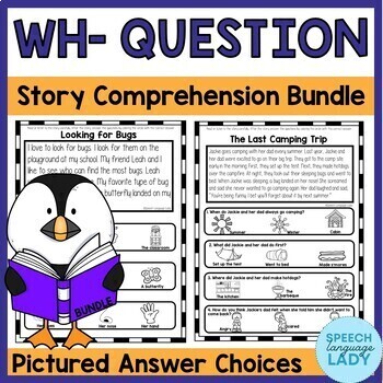 Preview of Listening Comprehension with Pictured Answer Choices for WH Questions BUNDLE