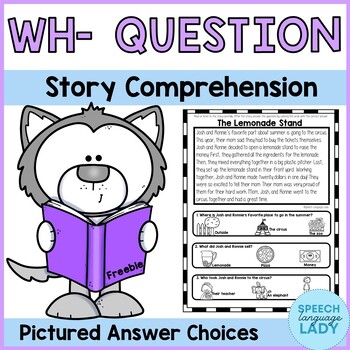 Preview of Listening Comprehension with Pictured Answer Choices for WH Questions FREEBIE