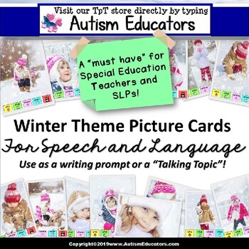 Preview of Winter WH Question Picture Prompts Cards for Speech Therapy and Writing