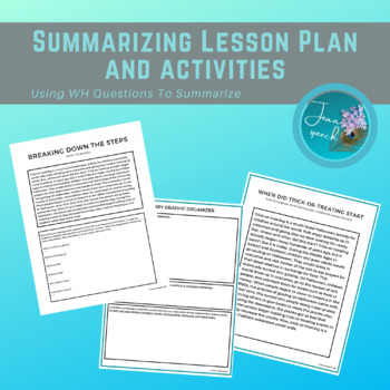 Preview of Summarizing Lesson Plan And Activities For Middle School - Nonfiction, No Prep