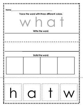 wh question words sight words by andrea chapman tpt