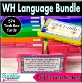 WH Question and Vocabulary Speech Therapy Bundle Task Box 