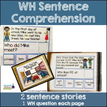 Preview of WH Questions: 2 Sentence Stories SET 2 (Special Education)