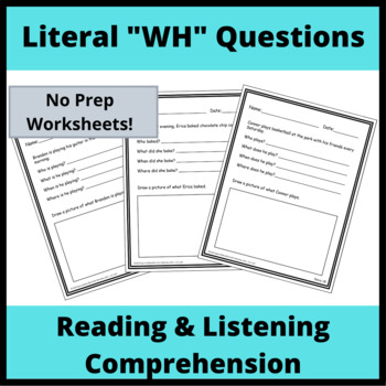 wh questions basic literal questions for comprehension set 2 distance learning