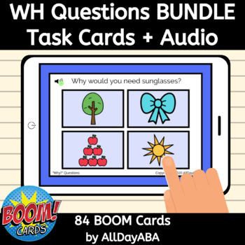 Preview of WH Questions Boom Cards Who What Where When Why for Speech Therapy with Visuals