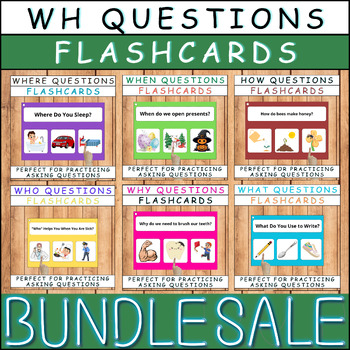 Preview of WH Questions Flashcard Bundle for Speech Therapy: Enhance Questioning Skills