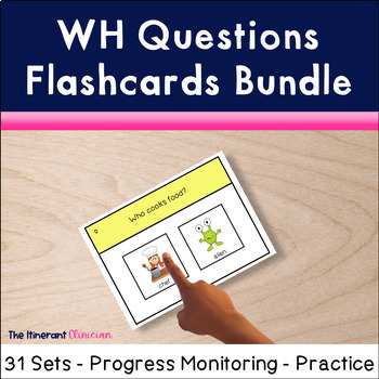 Preview of WH Questions with Visual Choice Flashcard BUNDLE Asking Questions Speech Therapy