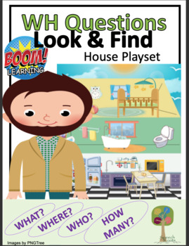 Preview of WH Questions & Following Directions - House - Boom Cards (Kitchen & Bathroom)