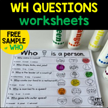 Preview of WH Questions | Speech Therapy Activities | Worksheets with Pictures | FREE