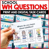 WH Questions Speech Therapy - Back To School Theme Task Ca