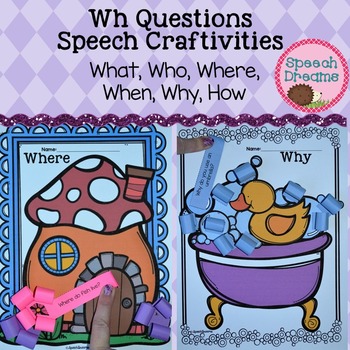 Preview of WH Questions Speech Therapy Crafts for Answering Expressive Communication