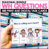 WH Questions Speech Therapy Task Cards - Spring & Other Seasons
