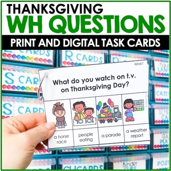 Preview of WH Questions Speech Therapy - Thanksgiving - Who, What, When, Where - November  