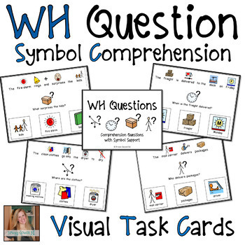 Preview of WH Questions Visual Task Cards with Symbols (Autism and Special Education)