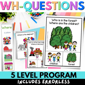 Preview of WH Questions Speech Therapy with Visual Pictures AAC Includes Errorless