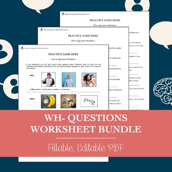 Preview of WH- Questions Worksheet Bundle for Speech Therapy