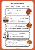 WH- Questions Worksheet for Grade 1 [Thanksgiving]