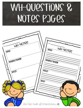 WH-Questions and Notes Pages by For the Love of Elementary | TPT