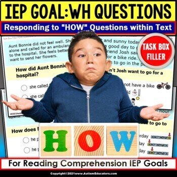 Preview of WH Questions for Reading Comprehension Passages HOW | Task Box Filler