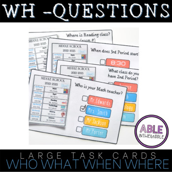 Preview of WH- School Schedule Task Cards| Task Box Activity