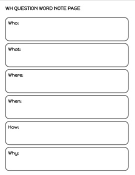 WH (and how) Question Words Note Taking Template by Organize Motivate ...