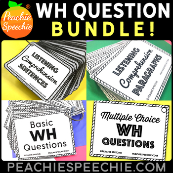 Preview of WH-questions and Comprehension Card Deck BUNDLE by Peachie Speechie