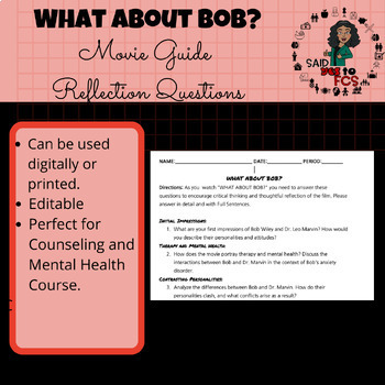 Preview of WHAT ABOUT BOB? Reflection Questions/Movie Guide