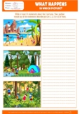 WHAT HAPPENS IN WHICH PICTURES writing prompts vocabulary ESL ABA FREEBIE FREE