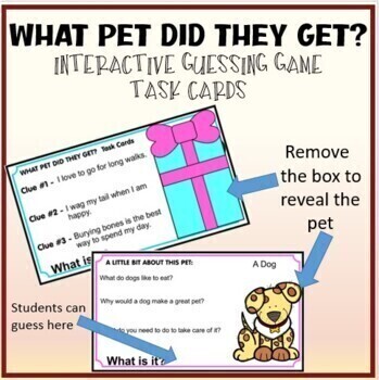 Preview of WHAT PET SHOULD I GET Interactive Guessing Game Google Slides Distance Learning