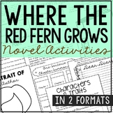 WHERE THE RED FERN GROWS Novel Study Unit Activities | Boo