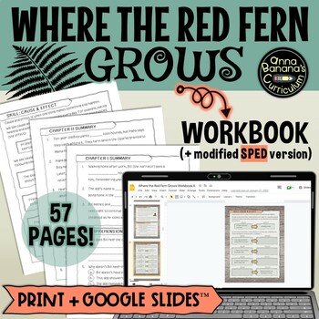 Preview of WHERE THE RED FERN GROWS WORKBOOK: Digital and Print Novel Study