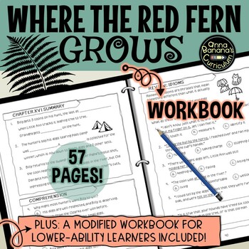 Preview of WHERE THE RED FERN GROWS WORKBOOK: Print Novel Study