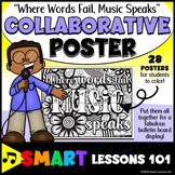 Preview of WHERE WORDS FAIL MUSIC SPEAKS Collaborative Poster | Music Coloring Pages