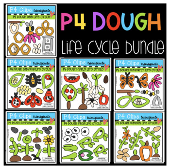 Preview of P4 DOUGH Life Cycle Bundle  (P4 Clips Trioriginals) ANIMAL CLIPART