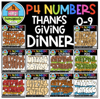 Preview of P4 NUMBERS Thanksgiving Dinner BUNDLE (P4Clips Trioriginals)