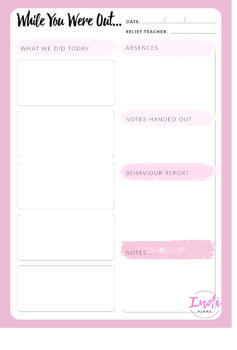 Preview of WHILE YOU WERE OUT - CASUAL RELIEF TEACHER FEEDBACK FORM - DAY PLAN