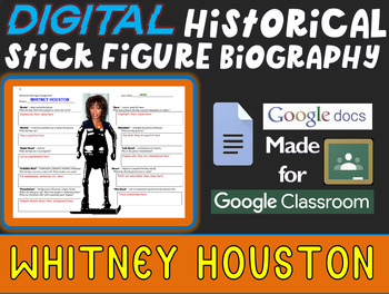 Preview of WHITNEY HOUSTON Digital Historical Stick Figure Biography (MINI BIOS)