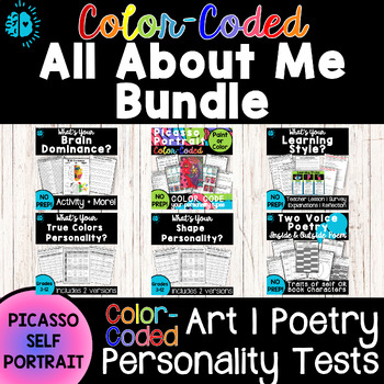 Preview of WHO AM I UNIT-Picasso Self Portrait Glyph Art, Poetry, & Personality Type BUNDLE