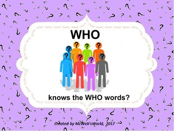 Preview of WHO Knows The Who Words?