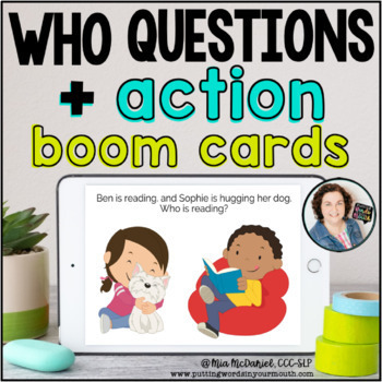 Preview of WHO Questions + Actions | Distance Learning BOOM CARDS™