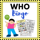 WHO Questions Bingo Activity Set