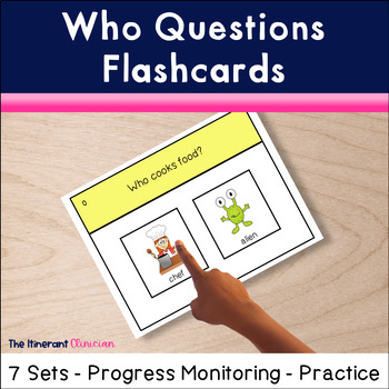 Preview of WHO Questions Flashcards, WH Questions with Visual Choices, Speech Therapy
