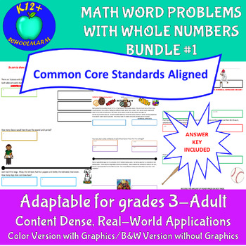 Preview of WHOLE NUMBER WORD PROBLEMS BUNDLE #1