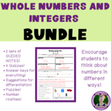 WHOLE NUMBERS AND INTEGERS Bundle with notes, quizzes, and