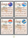 WHOLE WORLD country cards (Top Trumps style)