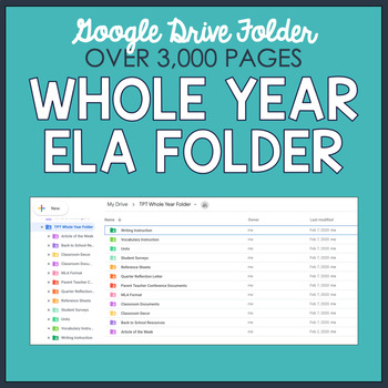 Preview of WHOLE YEAR ELA Google Folder