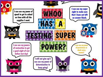 Preview of WHOO Has a Testing Super Power Test Prep Bulletin Board